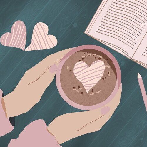 Dessin des mains autour d'une tasse